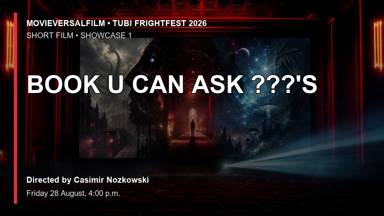 BOOK U CAN ASK ???'S short-film preview artwork for Tubi FrightFest 2026