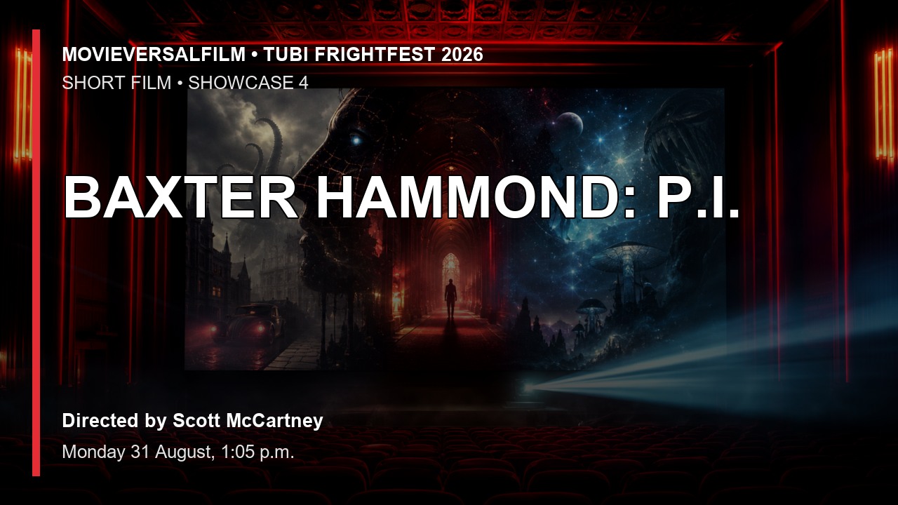 BAXTER HAMMOND: P.I. short-film preview artwork for Tubi FrightFest 2026