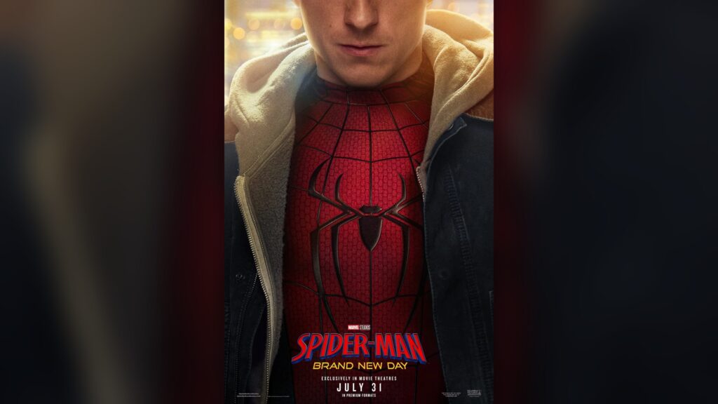 Official Spider-Man Brand New Day movie poster adapted to a 16:9 landscape format