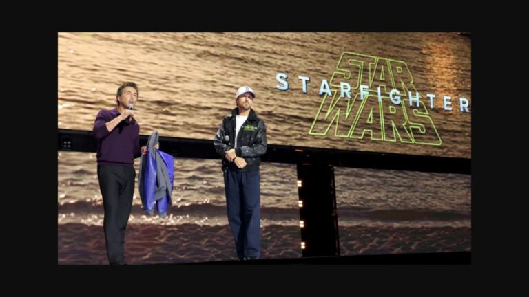 Ryan Gosling at the D23 presentation for Star Wars: Starfighter