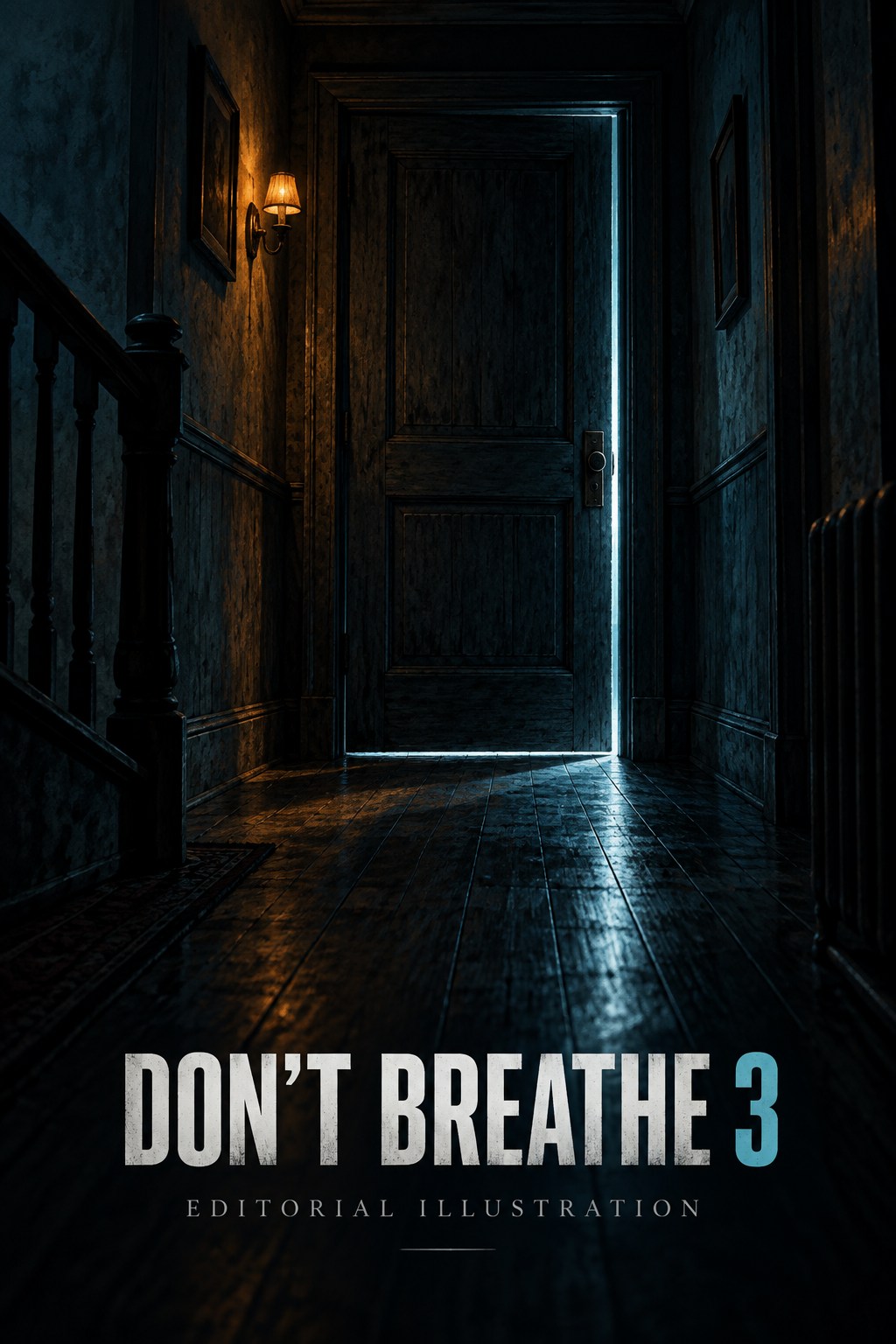 AI editorial illustration of a dark corridor and a doorway edged with light; not a scene from the film