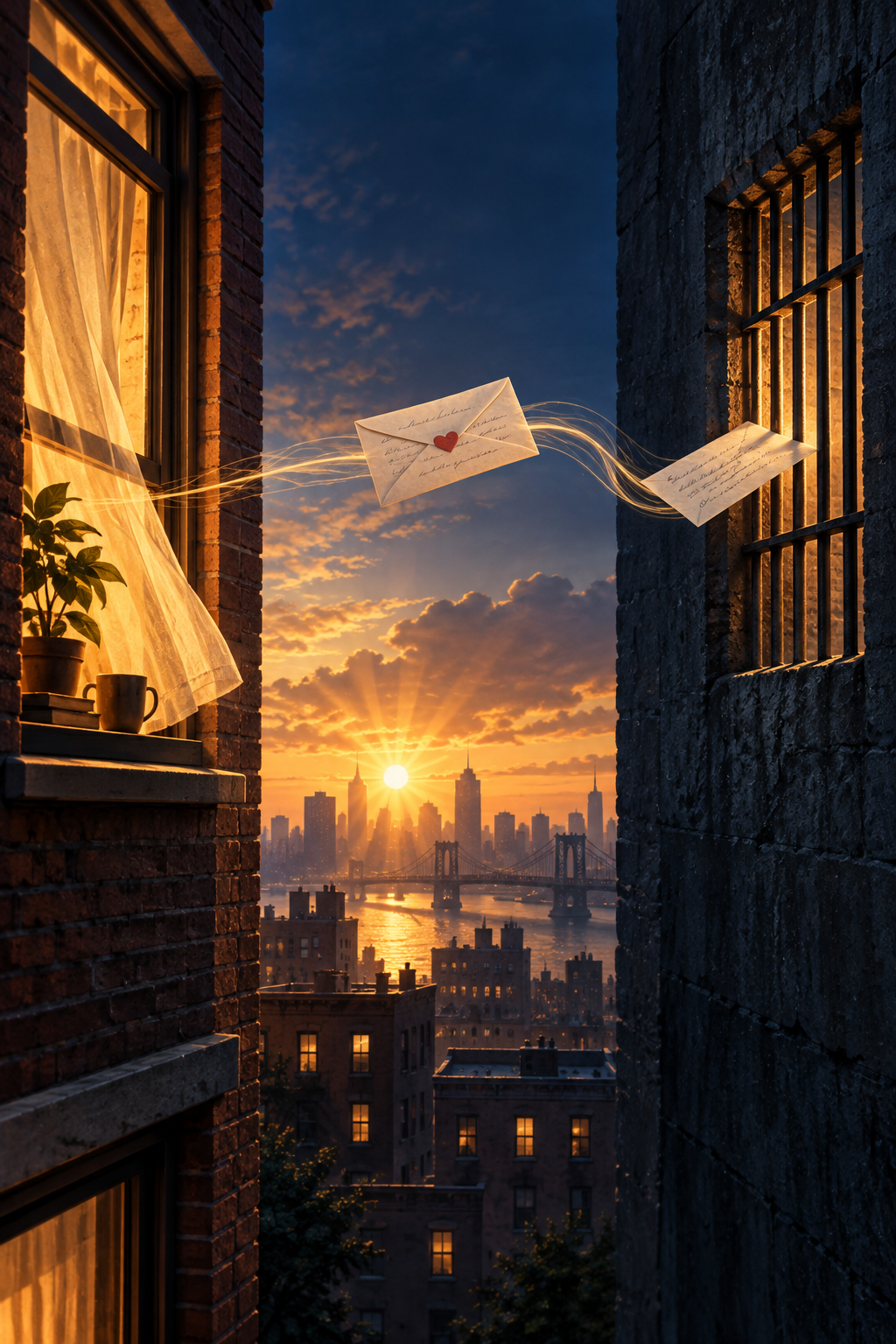AI-created editorial illustration evoking Tyler Perry's Doing Life with handwritten letters and dawn over a city