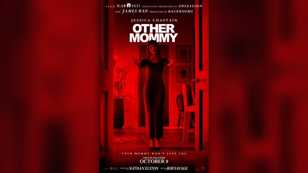 Official Other Mommy poster with bloodied horror imagery and the October 9 release date, preserved within a landscape composition.
