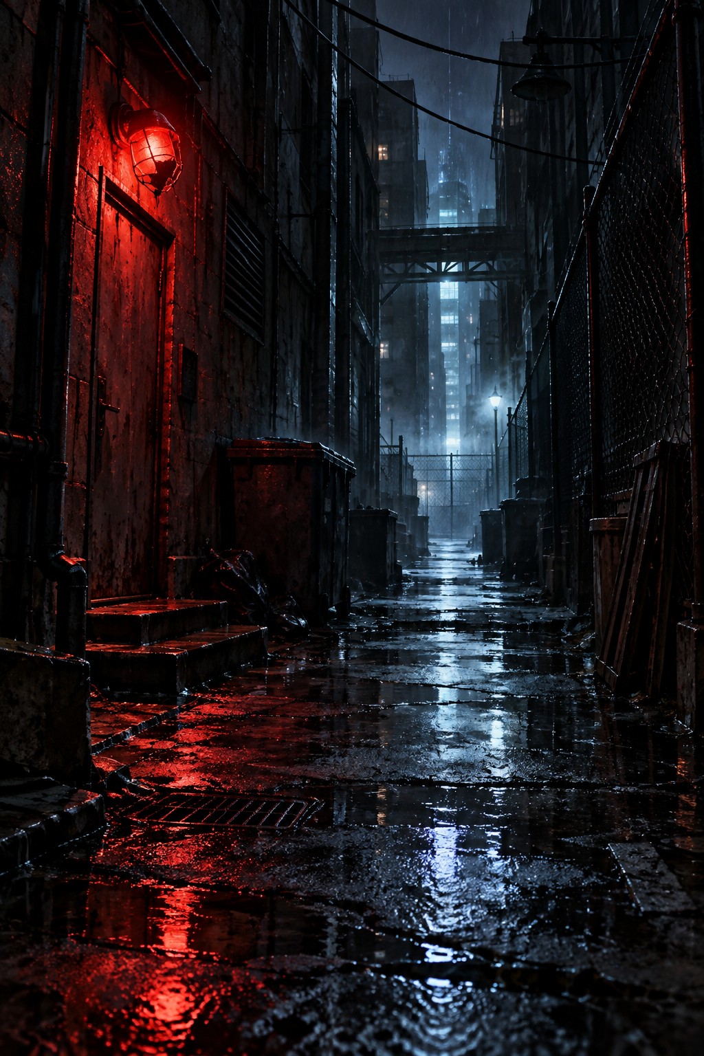 Original editorial illustration evoking Resident Evil's urban survival-horror setting
