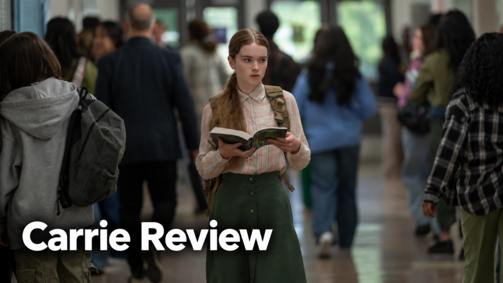 Summer H. Howell as Carrie White, with the title Carrie Review.