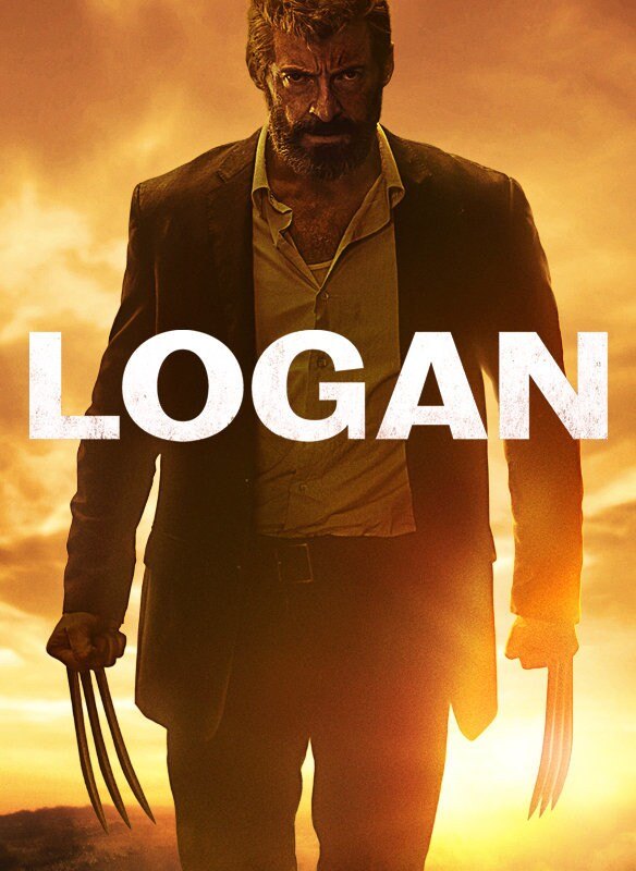 Logan (2017) poster showing Hugh Jackman as Logan in silhouette against an orange sky